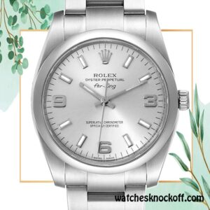 Knockoff Rolex Air-king Men's Rolex Calibre 2813 114200SSO Hands and Markers Silver-tone